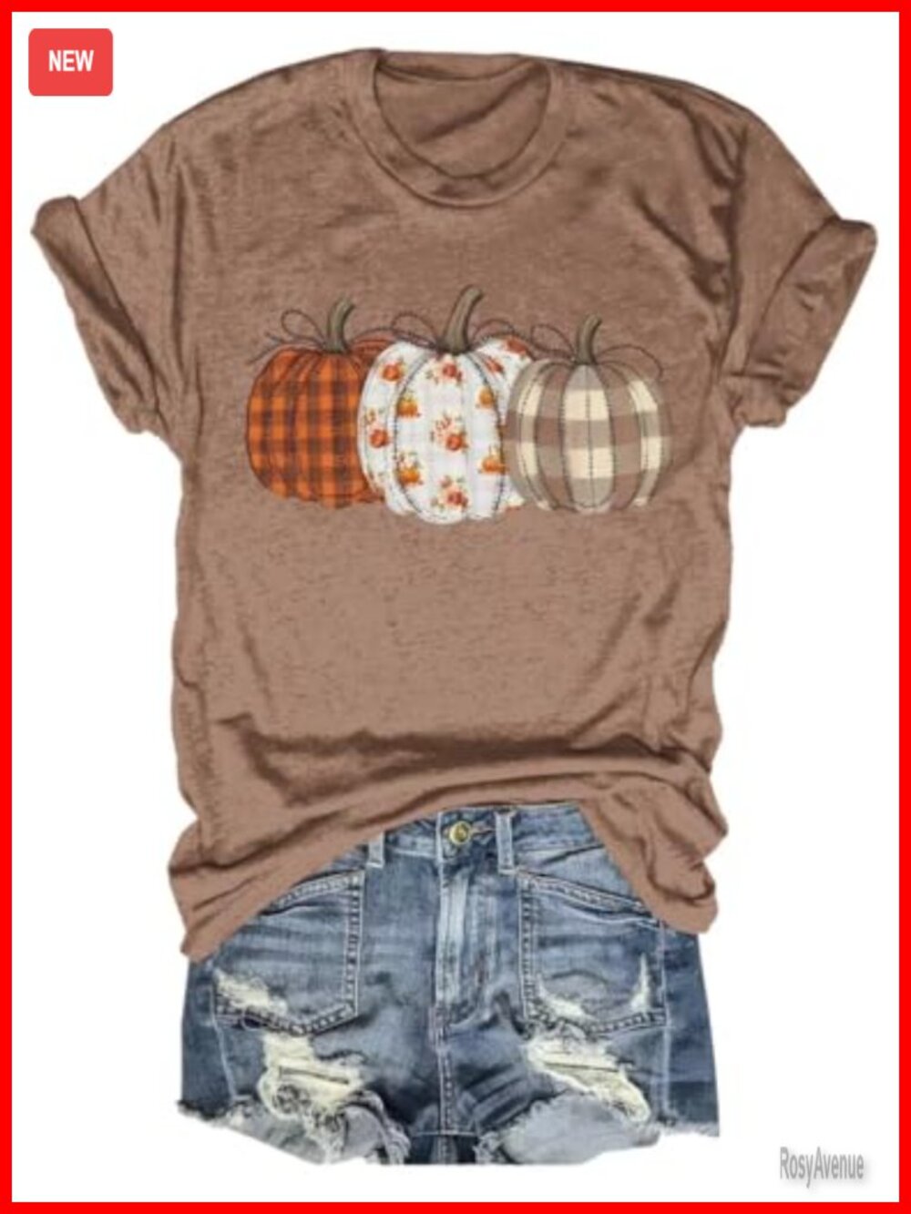 Fall Checkered Pumpkin T-Shirt Women Autumn Halloween Thanksgiving Graphic Tee